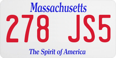 MA license plate 278JS5