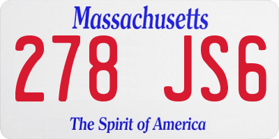 MA license plate 278JS6