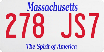 MA license plate 278JS7