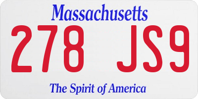 MA license plate 278JS9