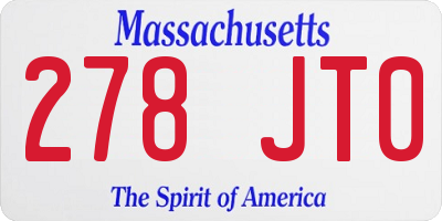 MA license plate 278JT0
