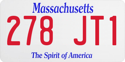 MA license plate 278JT1