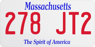 MA license plate 278JT2