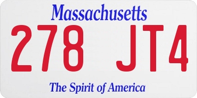 MA license plate 278JT4