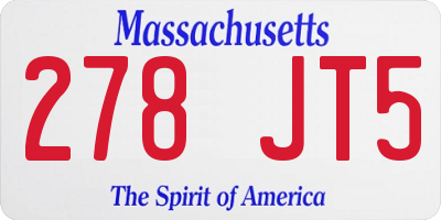 MA license plate 278JT5