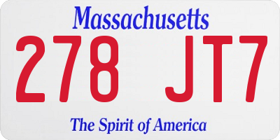 MA license plate 278JT7