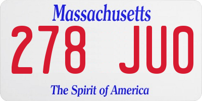 MA license plate 278JU0