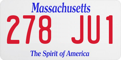 MA license plate 278JU1