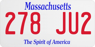 MA license plate 278JU2