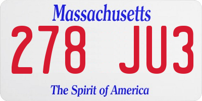 MA license plate 278JU3