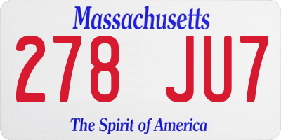 MA license plate 278JU7