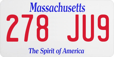 MA license plate 278JU9