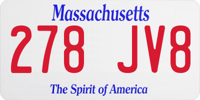 MA license plate 278JV8