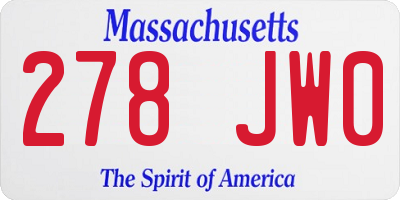MA license plate 278JW0