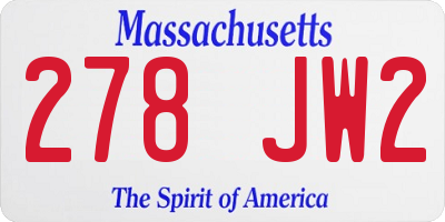 MA license plate 278JW2