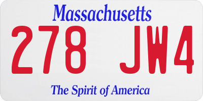 MA license plate 278JW4
