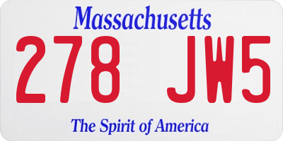 MA license plate 278JW5