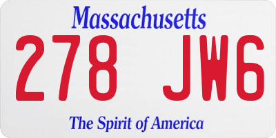 MA license plate 278JW6