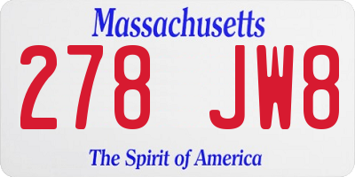 MA license plate 278JW8