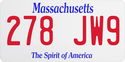MA license plate 278JW9