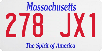 MA license plate 278JX1