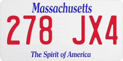 MA license plate 278JX4