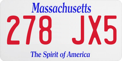 MA license plate 278JX5