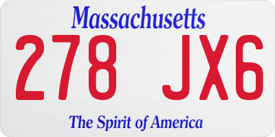 MA license plate 278JX6