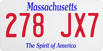 MA license plate 278JX7