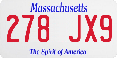 MA license plate 278JX9