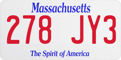 MA license plate 278JY3