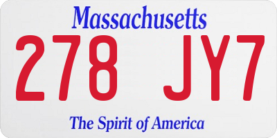 MA license plate 278JY7