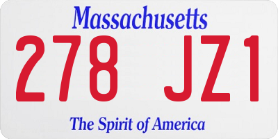 MA license plate 278JZ1