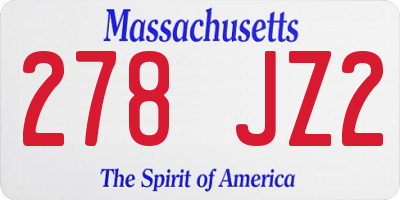 MA license plate 278JZ2