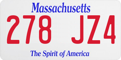 MA license plate 278JZ4