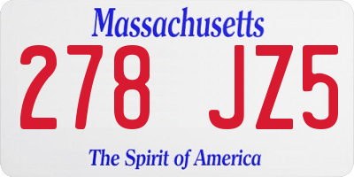 MA license plate 278JZ5