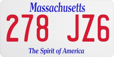 MA license plate 278JZ6