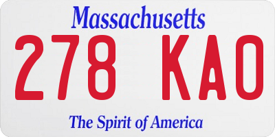 MA license plate 278KA0