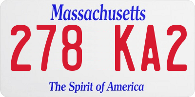 MA license plate 278KA2