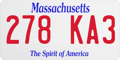 MA license plate 278KA3