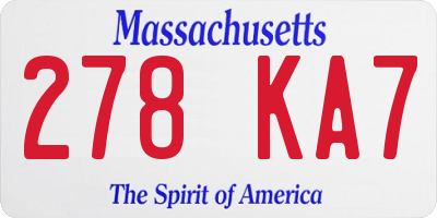 MA license plate 278KA7