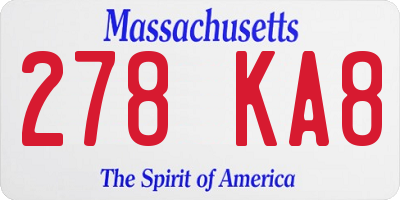 MA license plate 278KA8