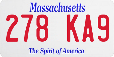 MA license plate 278KA9