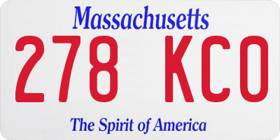 MA license plate 278KC0