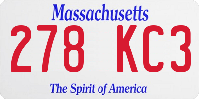 MA license plate 278KC3