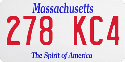 MA license plate 278KC4