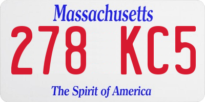MA license plate 278KC5