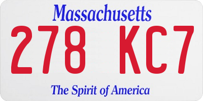 MA license plate 278KC7