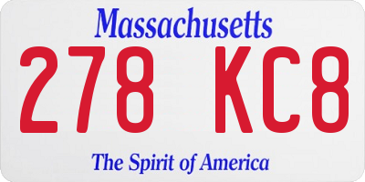 MA license plate 278KC8