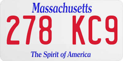 MA license plate 278KC9